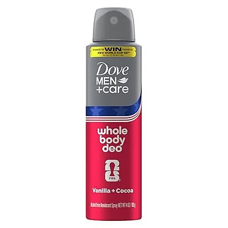 4oz Dove Men Whole Body Aluminum-Free Deodorant Spray (Vanilla + Cocoa)