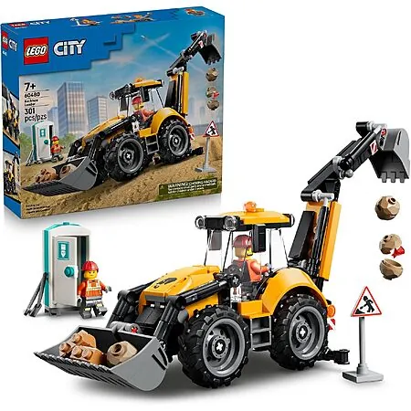 301-Pc LEGO City: Yellow Backhoe Loader Building Set