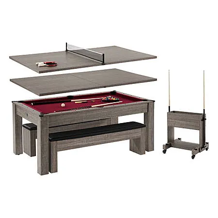 6' Barrington Billiards 3-in-1 Pool Table w/ Dining Top & Table Tennis Set