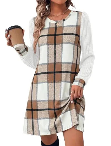 OFEEFAN Womens Long Sleeve Tunic Dresses