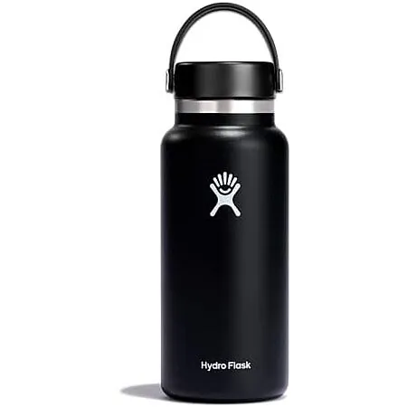 32oz Hydro Flask Stainless Steel Wide Mouth Insulated Water Bottle (Black)