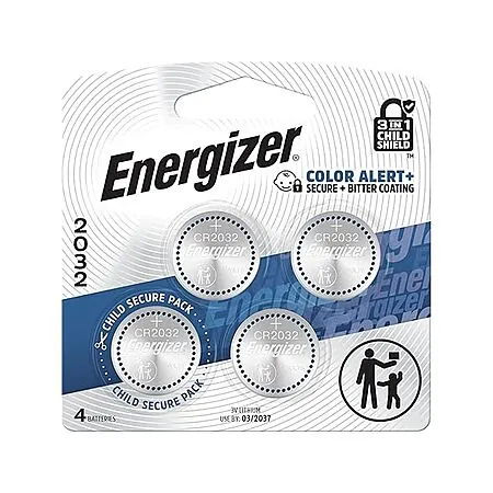 4-Pk Energizer 3V CR2032 Lithium Coin Batteries