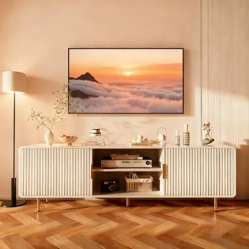 Fluted TV Stand with Curved Profile Design