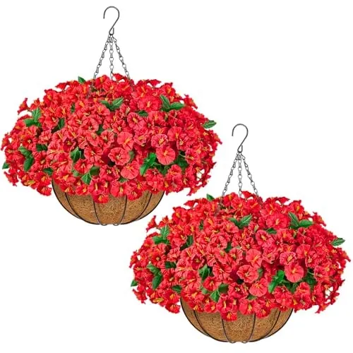 Artificial Hanging Flower Baskets 2-Pack