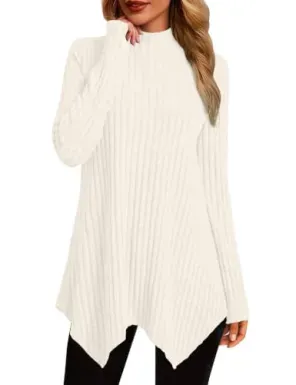 JUSTFASHIONNOW Women's Mock Turtleneck Tunic Sweater