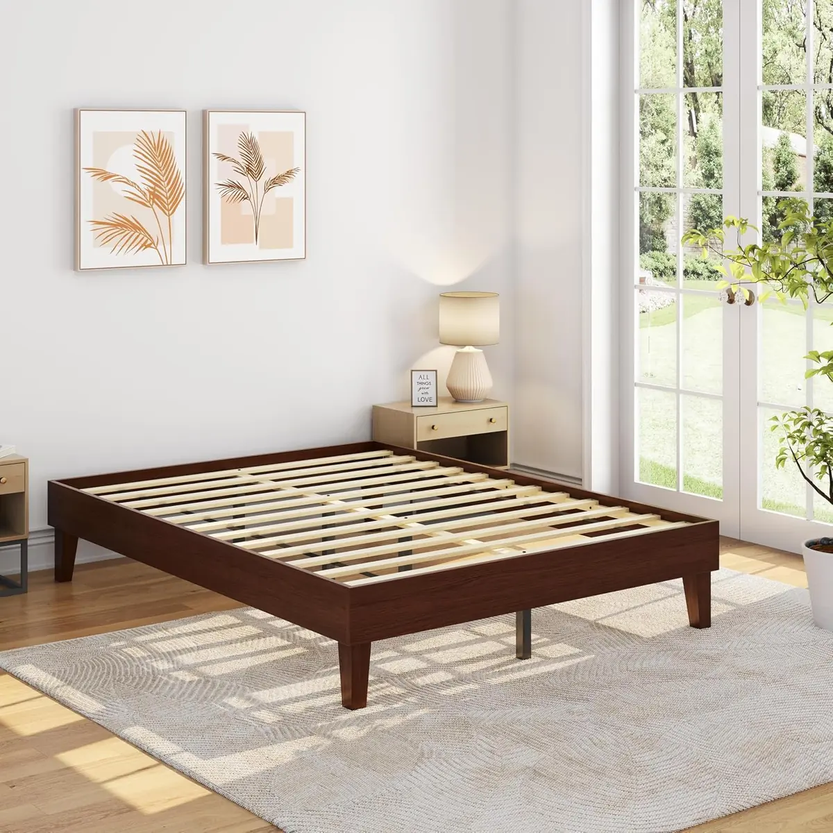 Yaheetech Queen Solid Wood Low-Profile Platform Bed Frame