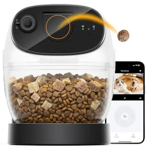 3K Pet Camera Treat Dispenser with 360° View