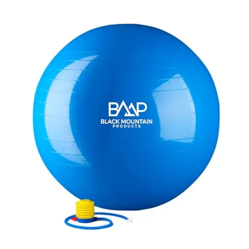 Black Mountain Products Static Strength Exercise Stability Ball with Pump, 2000 lb, 75cm, Blue