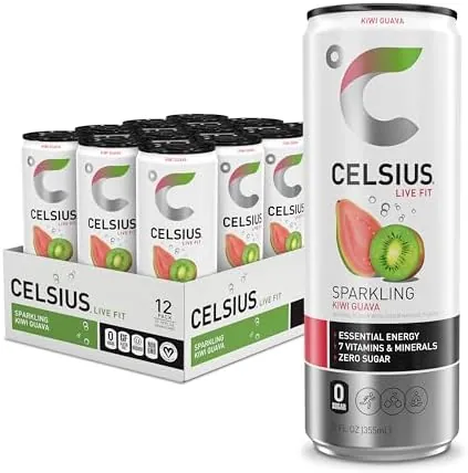 12-Pk 12-Oz Celsius Sugar Free Essential Energy Drink (Sparkling Kiwi Guava)