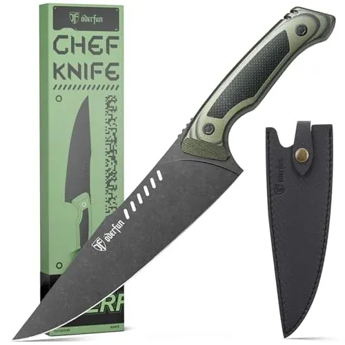ODERFUN 8-Inch Chef Knife with Leather Sheath