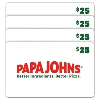 Papa John's Four $25 eGift Cards ($100 Value)