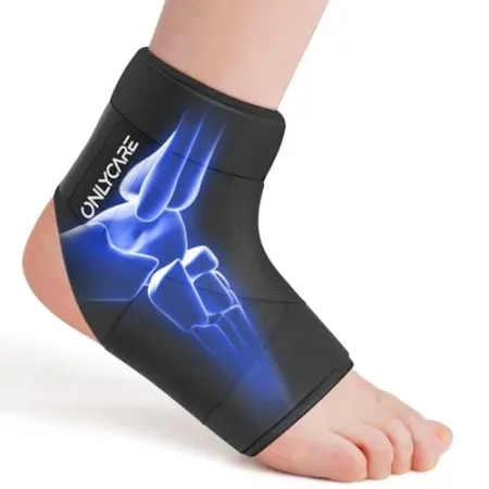 ONLYCARE Ankle Ice Pack Wrap w/ Gel for Hot & Cold Therapy