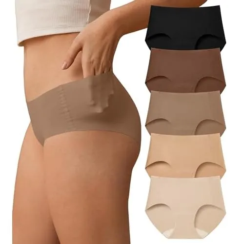 5pk SHARICCA Womens Seamless Underwear Nuage No Show Hipster Panties