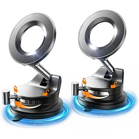 2-pk LISEN MagSafe Magnetic Adjustable Suction Cup Car Phone Mounts (Black)