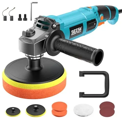 Seesii 6/7" Variable Speed Corded Rotary Car Buffer Polisher Kit