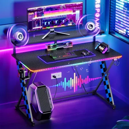 RSPGAME 43" Music Sync LED Gaming Desk
