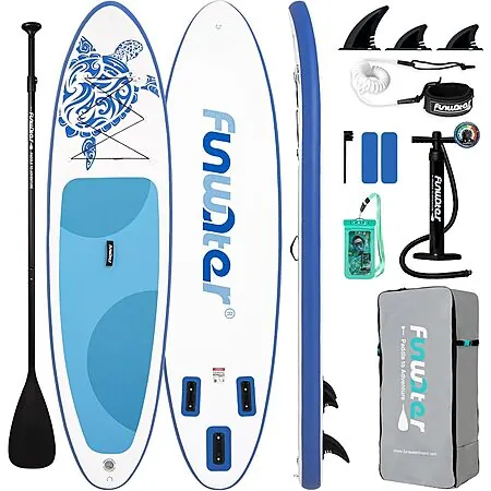 10'6" x 33" FunWater Inflatable Stand Up Paddle Board w/ Paddle, Pump, & More
