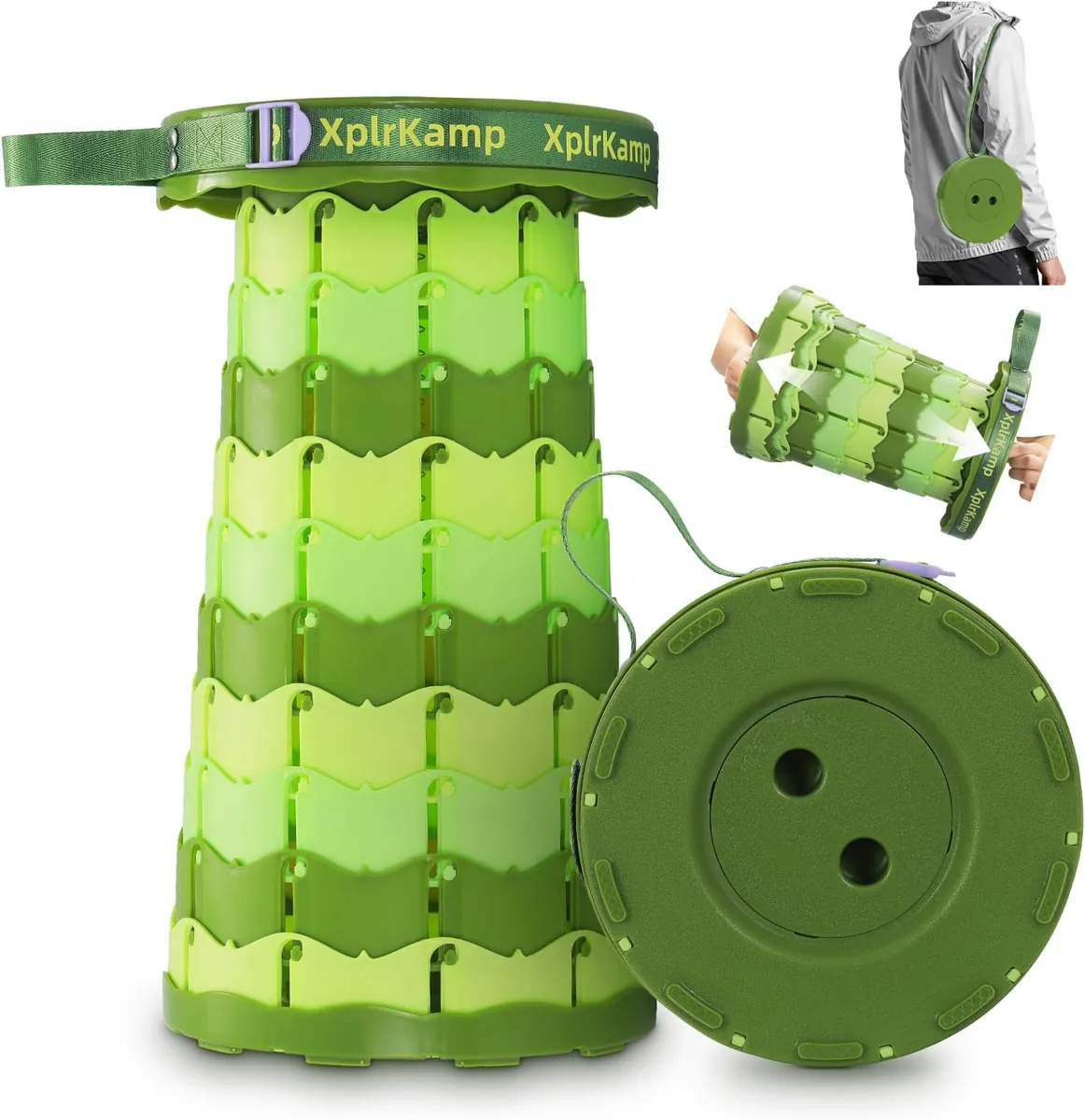 Folding Collapsible Stool in Avocado Green