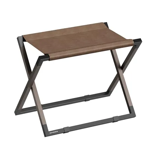 SONGMICS Luggage Rack, Foldable Suitcase Stand, Metal Luggage Holder, Black 1 Pack
