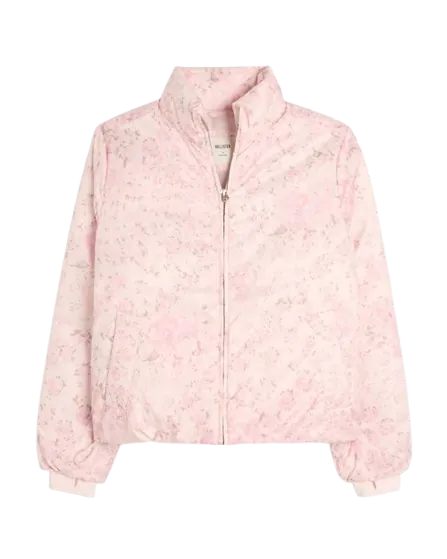 Hollister Women's Zip-Up Pattern Puffer Jacket