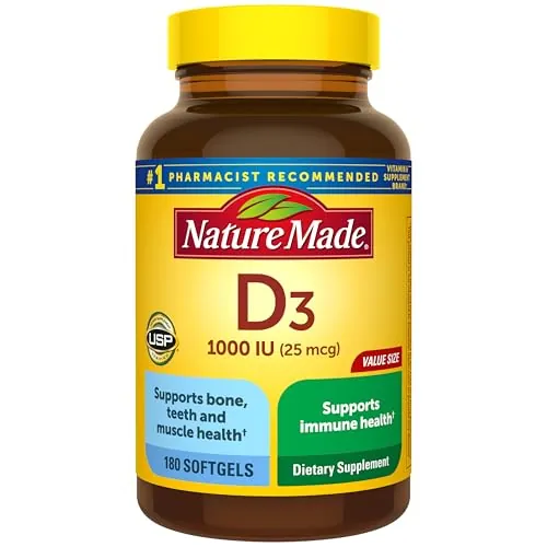 Nature Made Vitamin D3 1000 IU 180-Count Softgels Supplement
