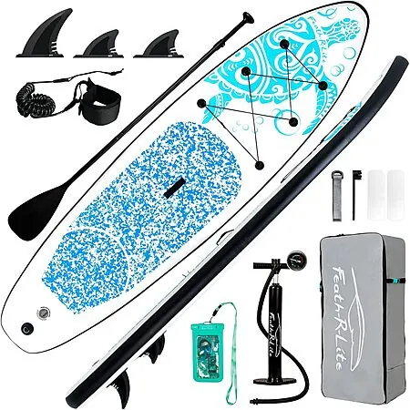 10'6" x 33" FEATH-R-LITE Inflatable Stand-Up Paddle Board w/ Accessories