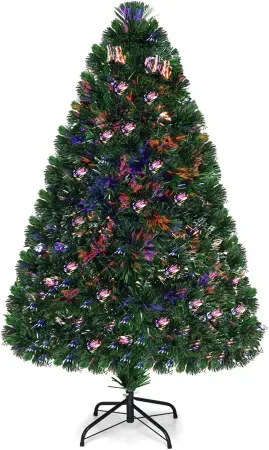 Goplus 4' Pre-Lit Fiber Optic Christmas Tree with 125 Branch Tips