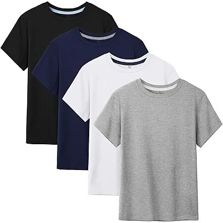 4-pk HoeVou Boy's 100% Cotton Short Sleeve T-Shirts (various)