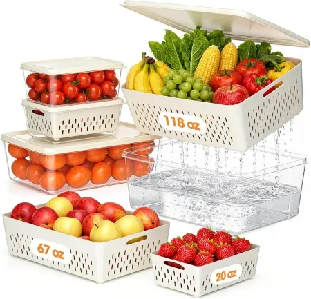 4-Pack JSCARES Plastic Fruit & Produce Storage Containers
