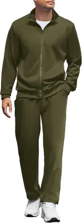 COOFANDY Men's 2-Piece Full-Zip Tracksuit