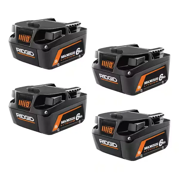 RIDGID 18V MAX 6.0-Ah Lithium-Ion Batteries 4-Pack