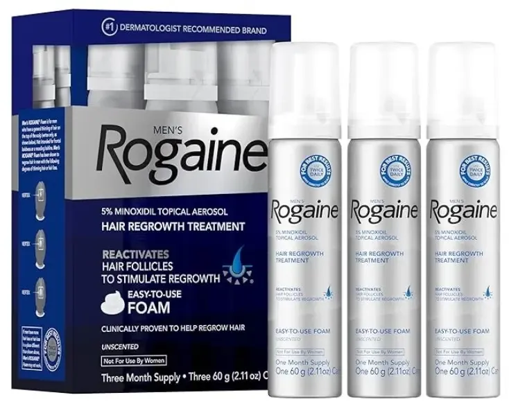 Rogaine Minoxidil Foam for Hair Loss and Regrowth 3 Months