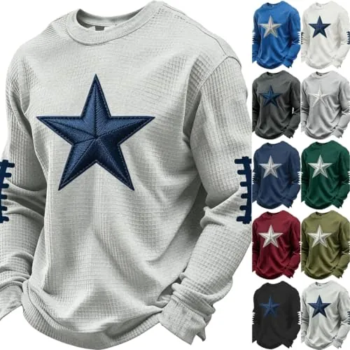 Football Waffle Knit Crewneck Shirts