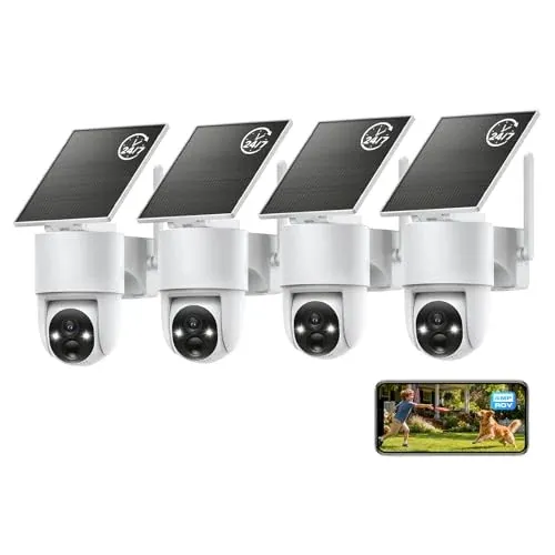 Tical Solar Security Cameras Wireless Outdoor 4 Pack, 4MP