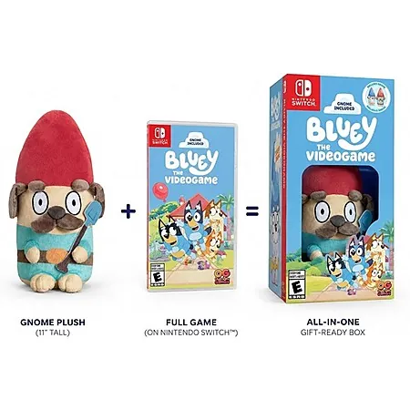Woot! App: Bluey: The Videogame w/ Exclusive Gnome Plush Bundle (Switch)