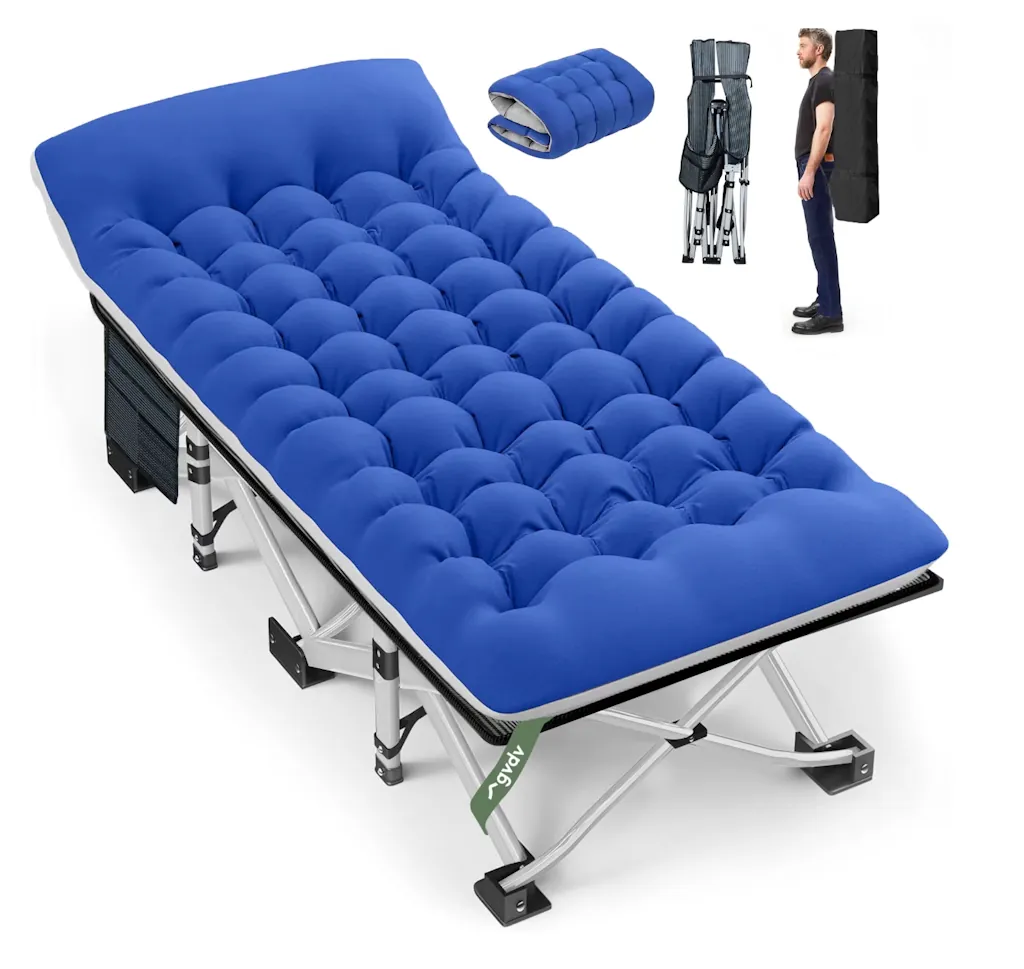 GVDV Folding Camping Cot w/ 2-Sided Mattress