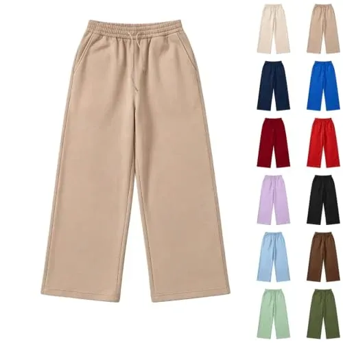 Men's Baggy Wide Leg Fleece Sweatpants with Pockets