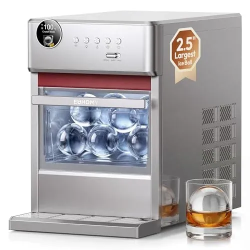 EUHOMY 2.5" Clear Ice Ball Maker Countertop with Remote App Control