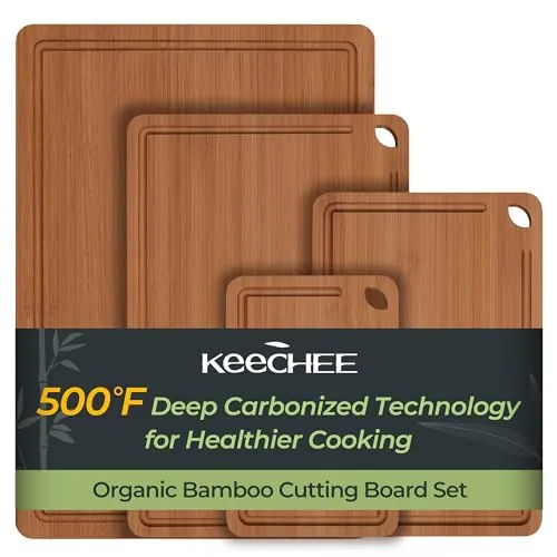 4 Piece Carbonized Bamboo Cutting Board