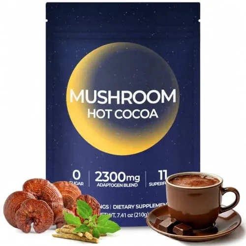 Mushroom Hot Cocoa Powder with Magnesium Glycinate, Reishi & L-Theanine