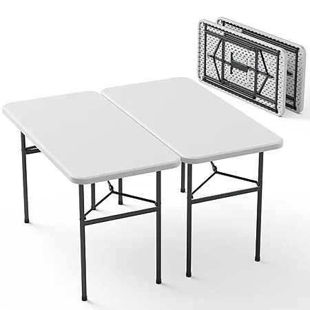 2-Pk 4' Make Changes Plastic Folding Table w/ Steel Legs (White)
