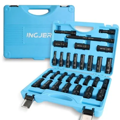 INGJER 29-Piece 1/2" Deep Impact Socket Set CR-MO SAE and Metric