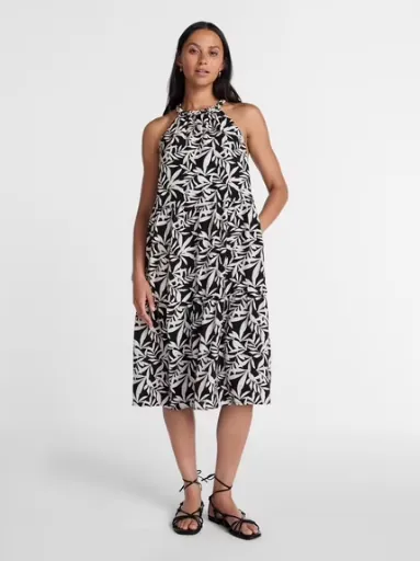 Time and Tru Women's Braided Halter Midi Dress, Sizes XS-XXXL, Black Soot