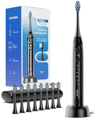 Onlyone Rechargeable Sonic Electric Toothbrush w/ 8 Brush Heads Set