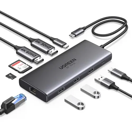 UGREEN USB C Docking Station Dual Monitor 10-in-1 with 2 HDMI