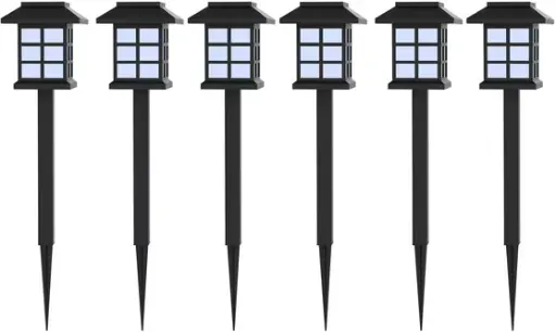Pure Garden Solar Outdoor Lantern Stake Lights 6-Piece