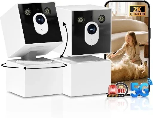 2 Pack 2K Indoor Security Camera 5G/2.4G WiFi
