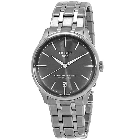 39mm Tissot Chemin Des Tourelles Automatic Grey Dial Men's Watch