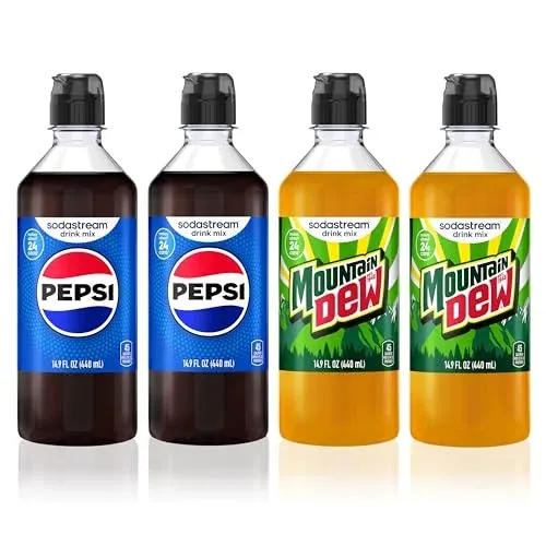 Sodastream Pepsi, MTN Dew New Pour Bottle Variety Pack (440ml, 4-Pack)