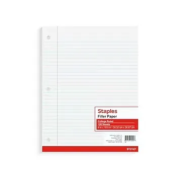 Staples 400-Sheet College Ruled 8.5" x 11" Filler Paper